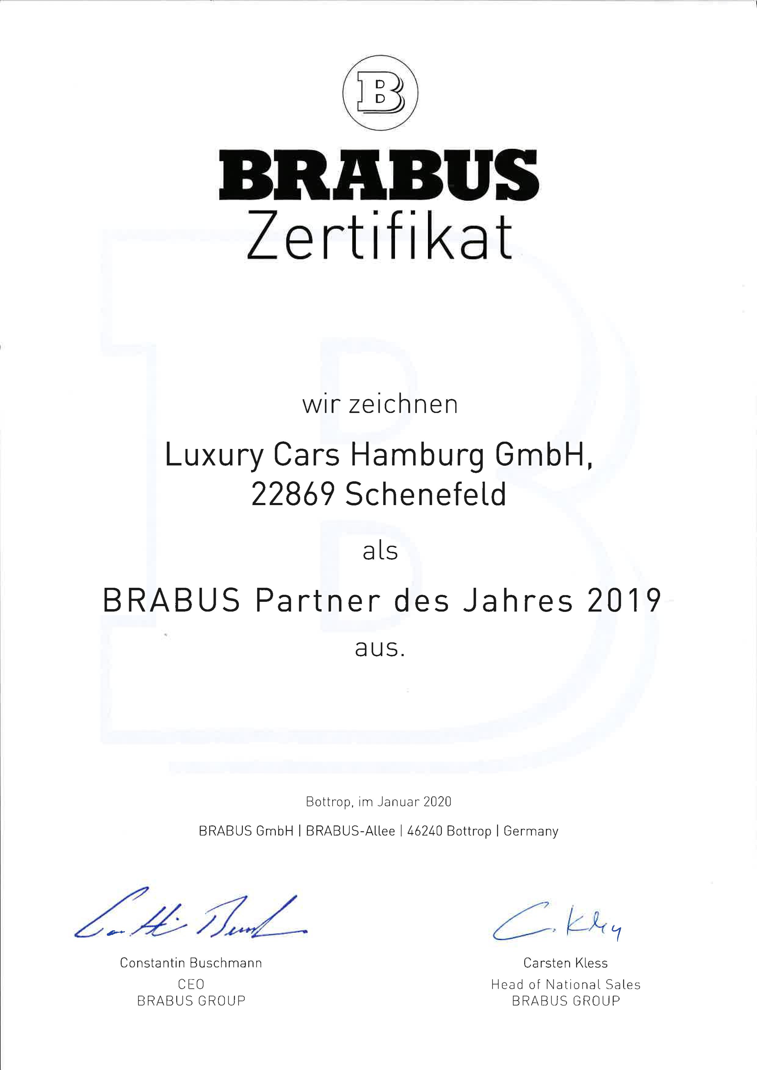 BRABUS partner of the year 2019