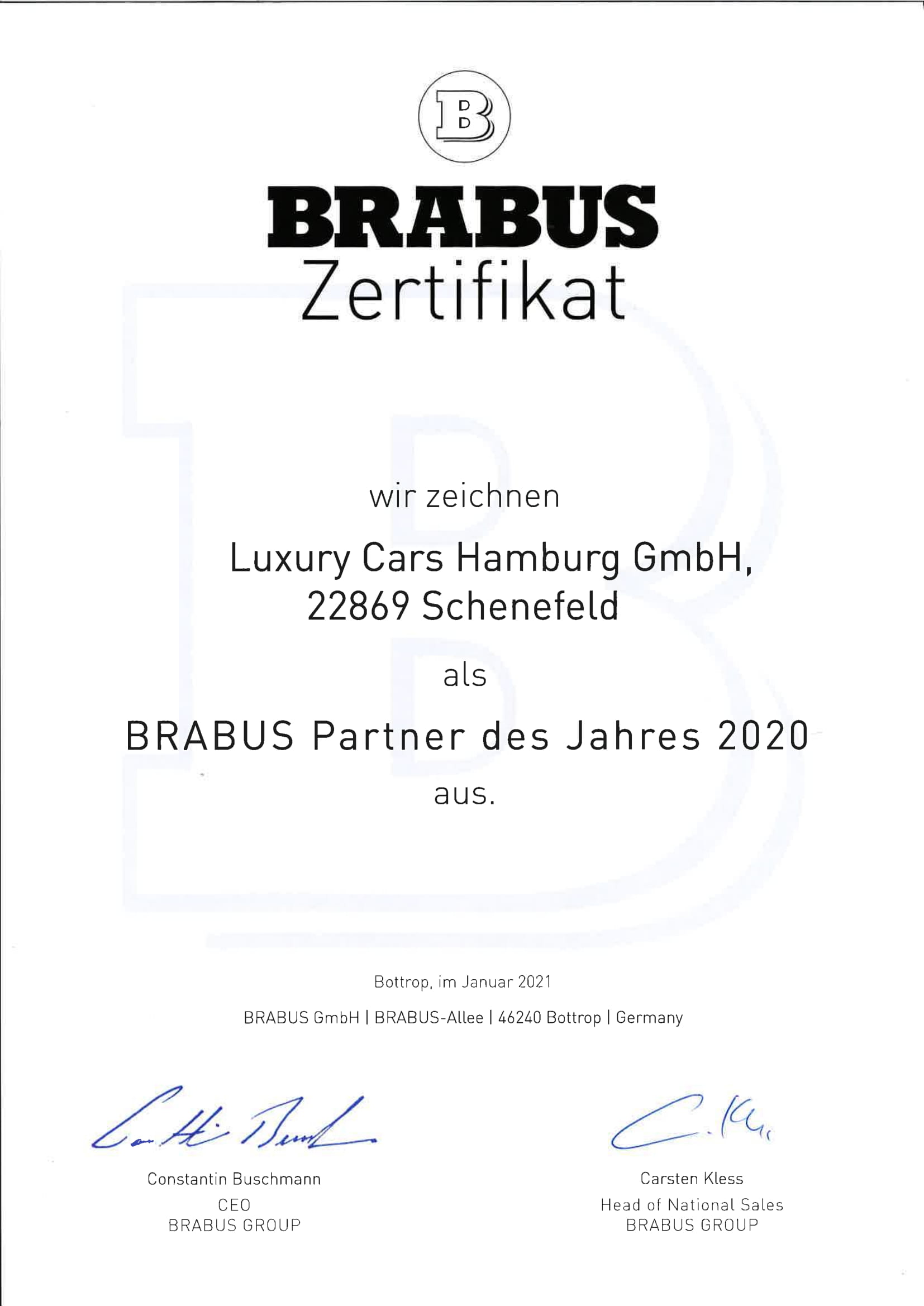 BRABUS Partner des Jahres 2020