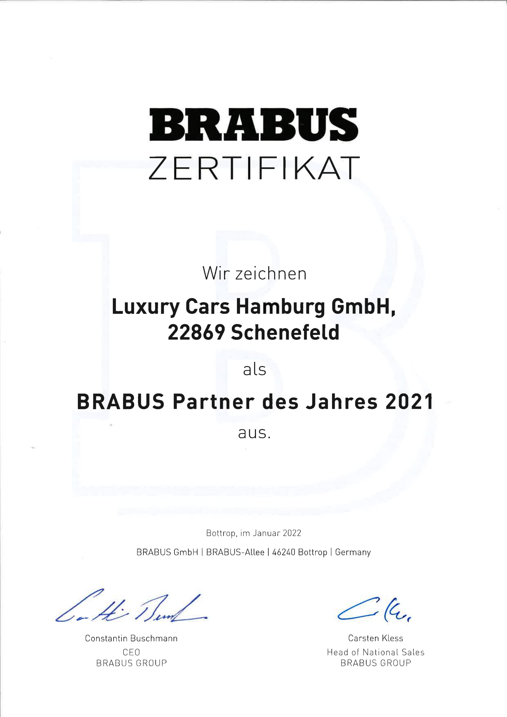 BRABUS partner of the year 2021